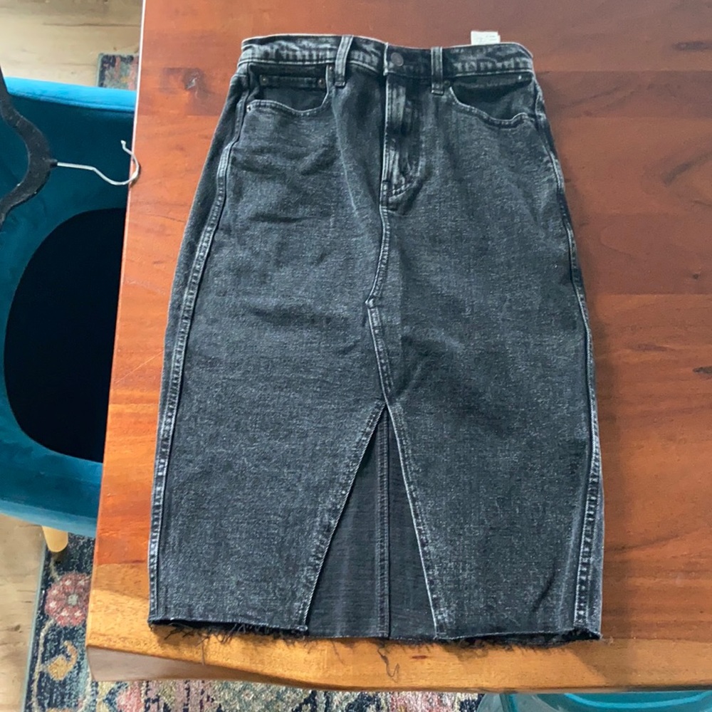 Black denim pencil skirt